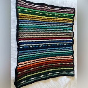 Small Handmade Crocheted Rainbow Colorful Afghan Throw 32x26